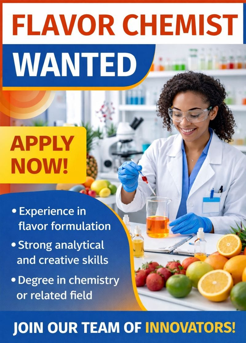 Senior Flavor Chemist (Savory, Beverage & Dairy) Wanted by Synergy Flavors