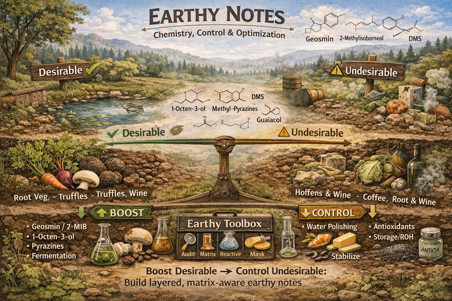 Defining and Controlling Earthy Notes in Food Flavor